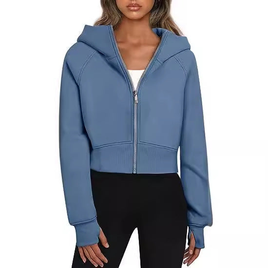 Cozy Fleece Zip-Up Hooded Sweatshirt for Women