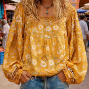Vibrant Printed Long‑Sleeve Crewneck Top – Fresh & Trendy
