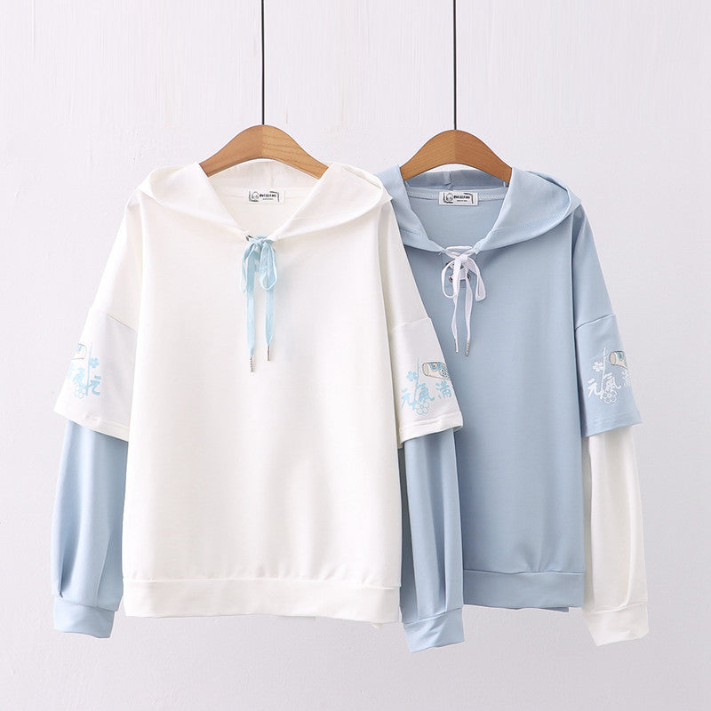 Women's Printed Sleeve Hooded Pullover Hoodie