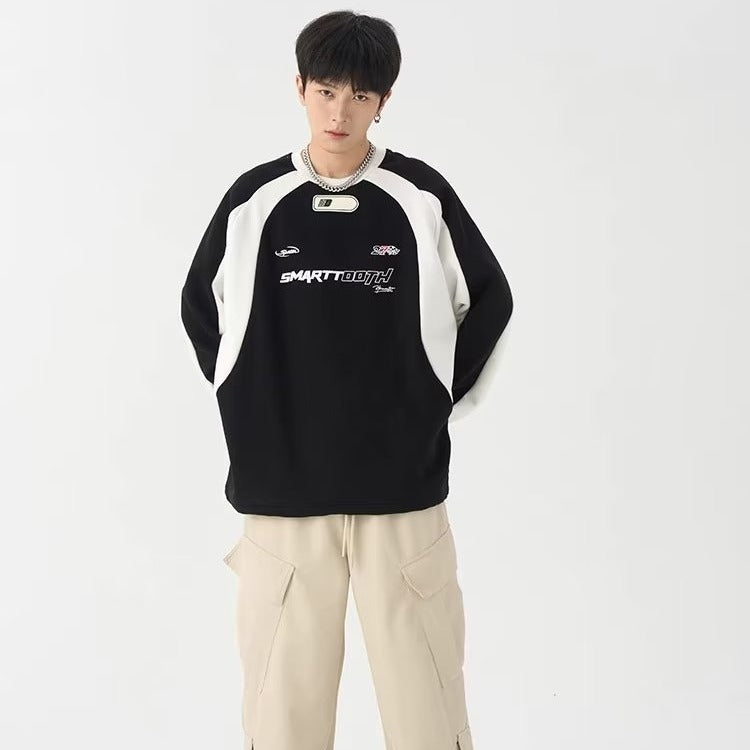 Retro American Letter Crew Neck Loose Sweater
