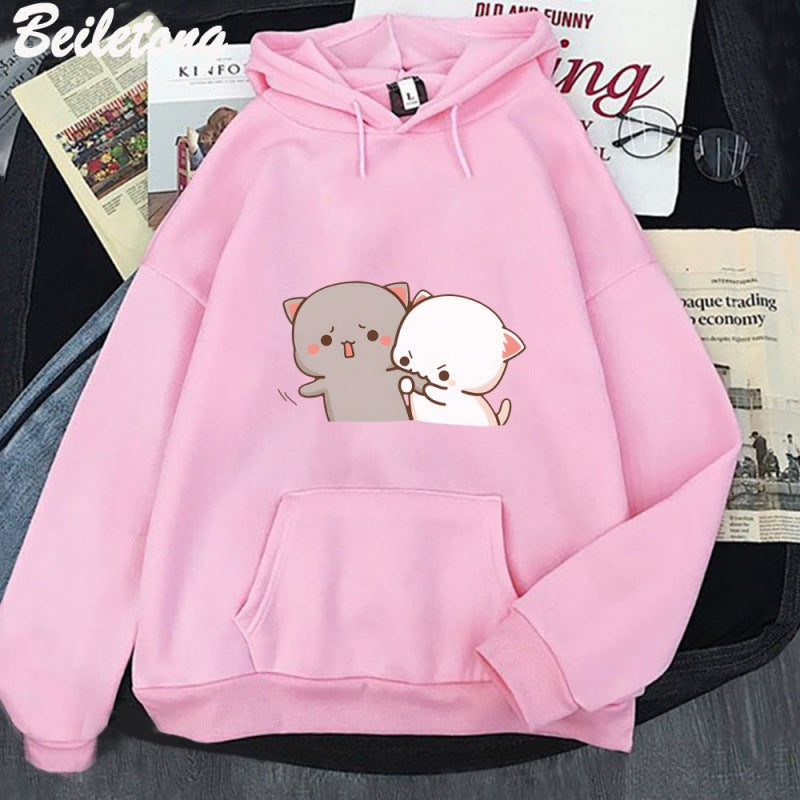 Women's Cartoon Print Casual Hoodie Streetwear Pullover