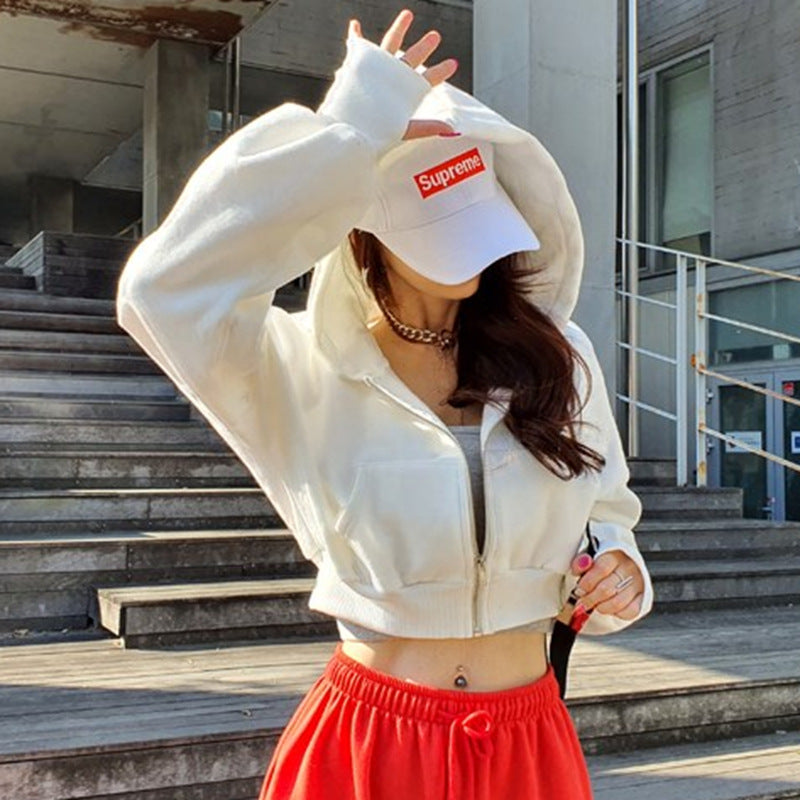 Chic Hooded Cotton Zip Sweatshirt