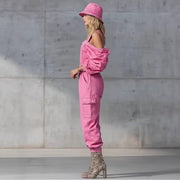 Slim-fit Denim Jumpsuit With Patchwork Design