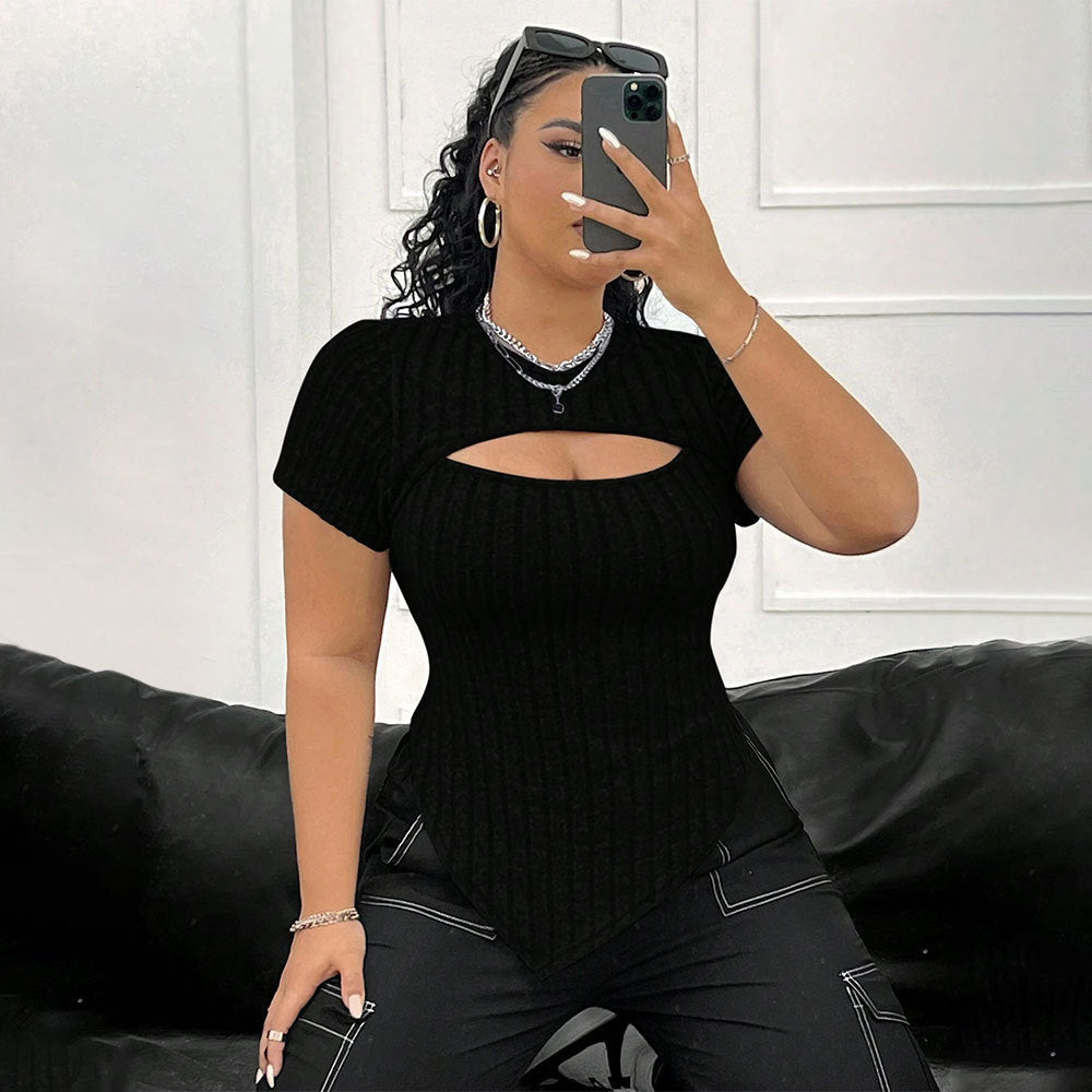 Slim Waist T-Shirt – Black, 1XL-3XL – Flattering Fit & Versatile Style