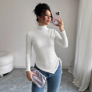 Soft Teddy Fleece Semi‑High Neck Base Layer – Women’s Cozy Long‑Sleeve Top