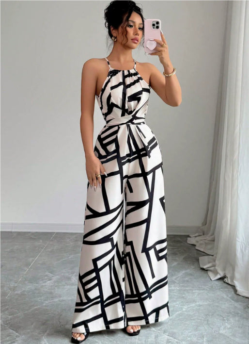Bold Zebra Print Suspender Jumpsuit for Women