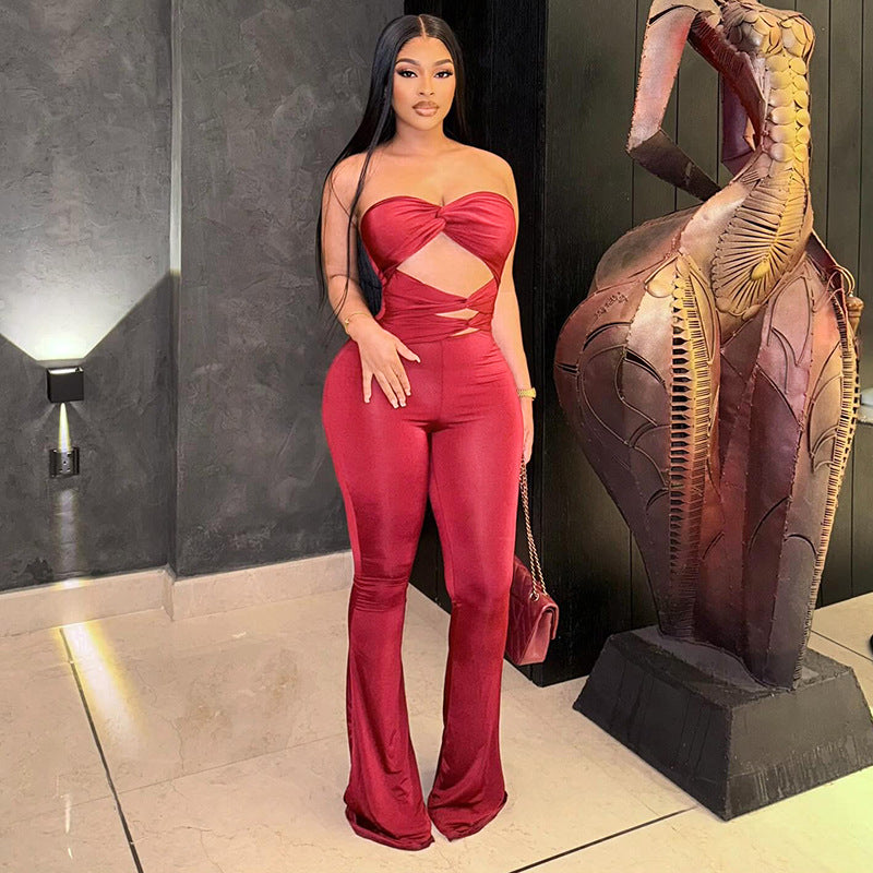 Stunning Backless Cutout Knotted Jumpsuit