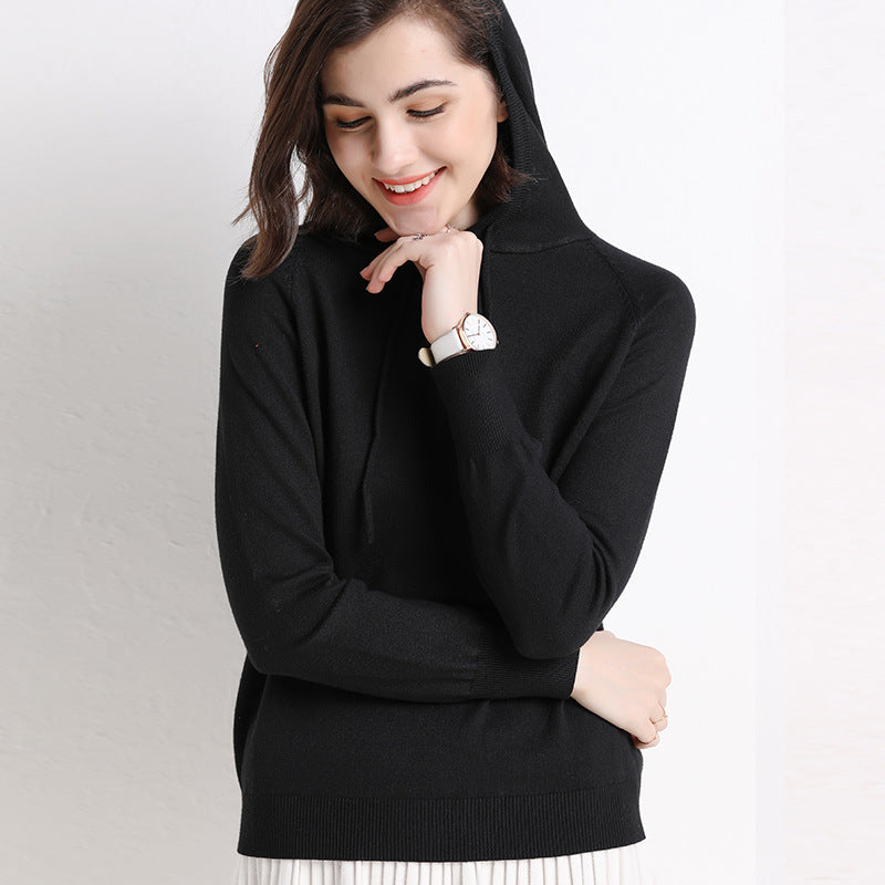 Women's Lightweight Knitted Hooded Sweater
