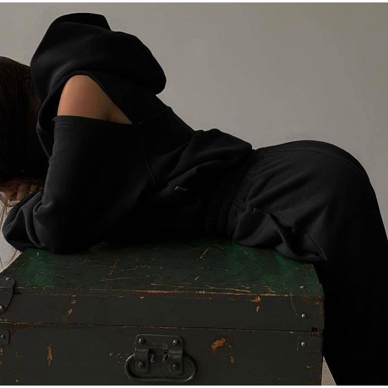 Women's Casual Hooded Sweatshirt & Trousers Lounge Suit