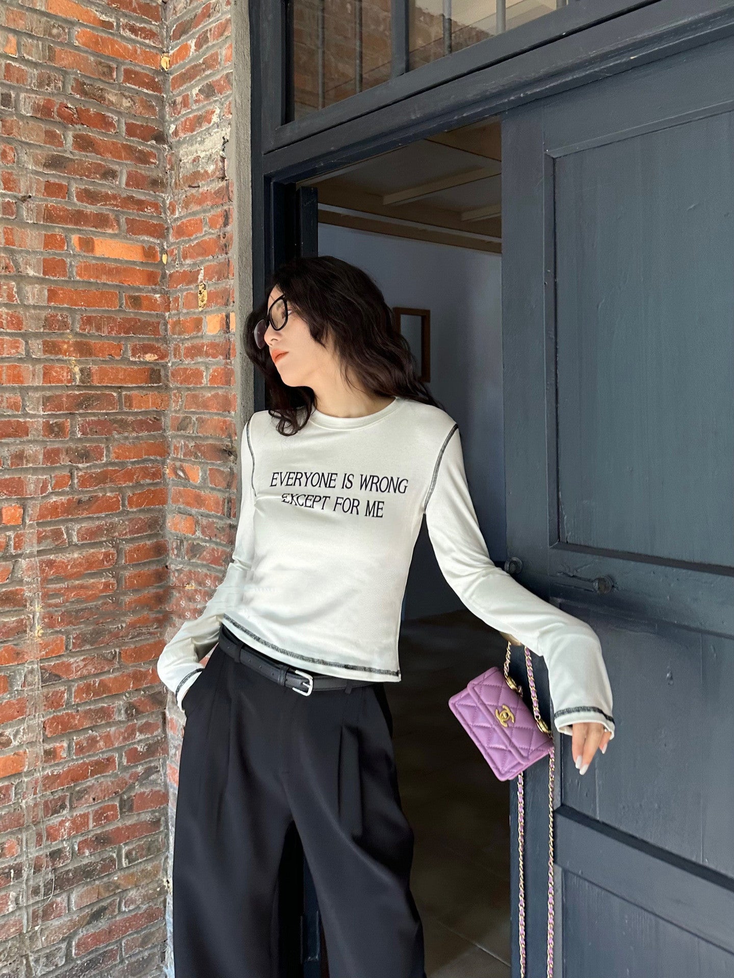 Women's Color Contrast Letter Crop Sweatshirt