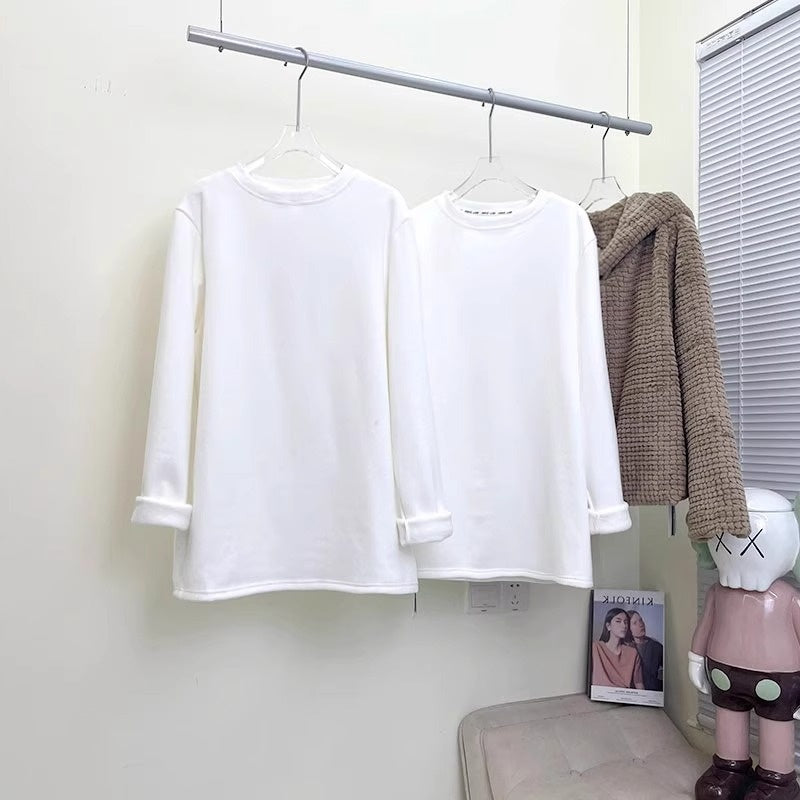 Women's Plus Velvet Loose Mid-Length Thermal T-Shirt