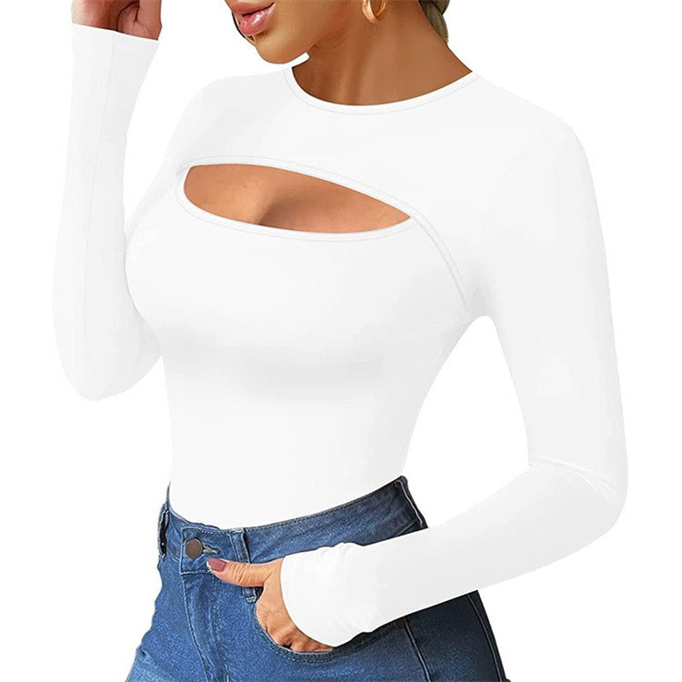 Elegant Long-Sleeve Hollow-Out Jumpsuit Set