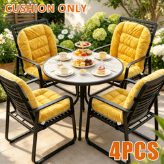 Set of 4 thick outdoor chair cushions with backrest support