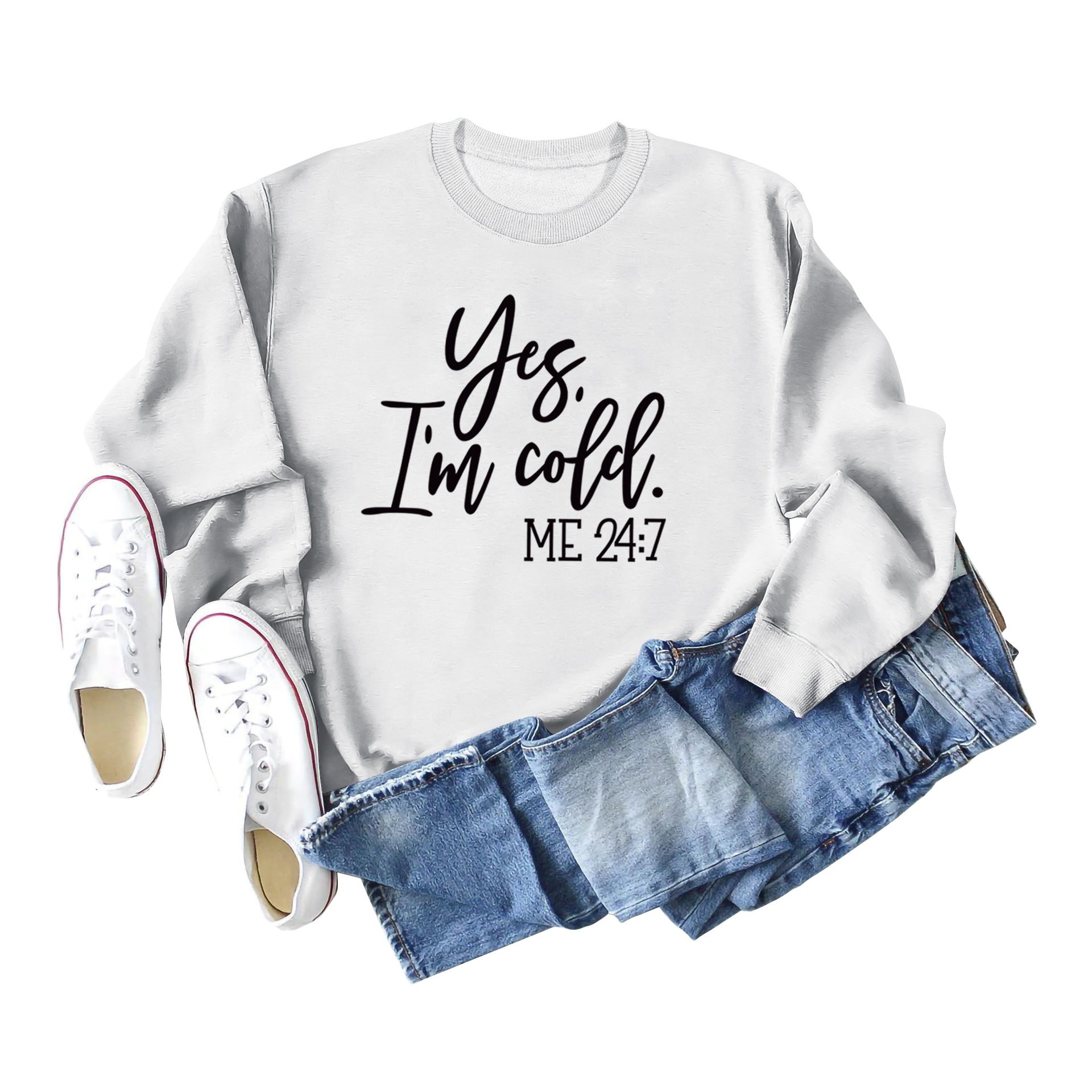 Retro Letter Print Cotton Crew Neck Women's Sweatshirt