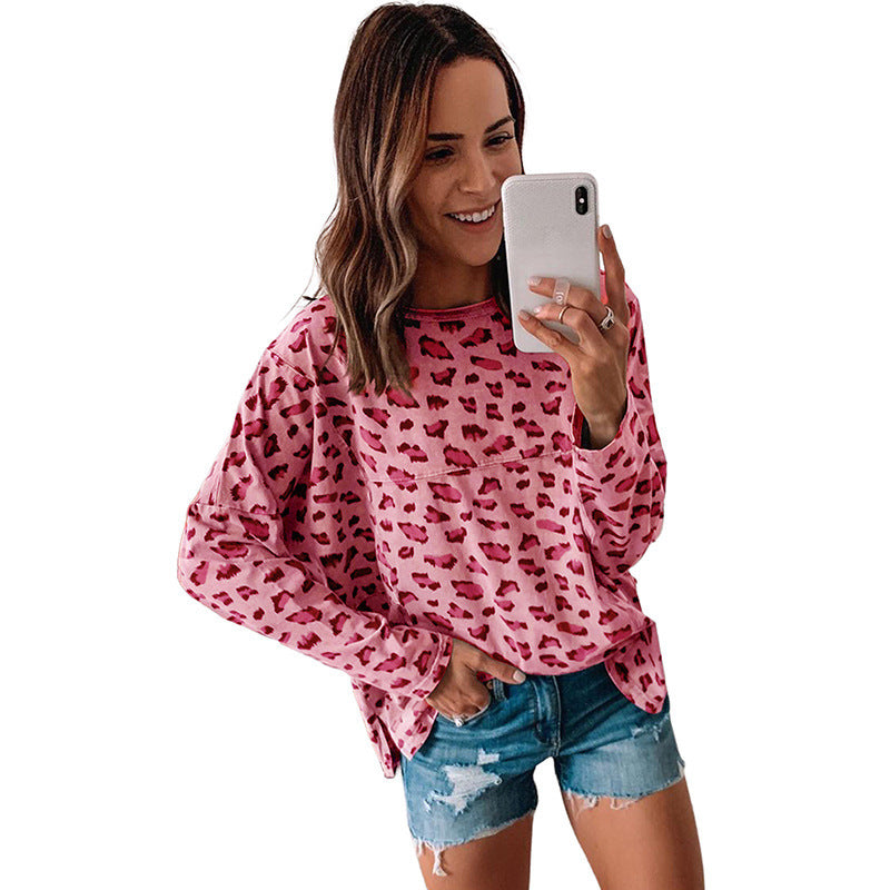 Chic Leopard Print Casual Pullover Sweater