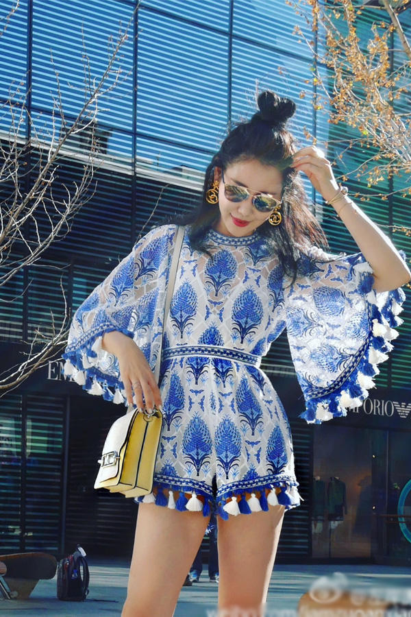 Lace Trumpet Sleeve Fringe Jumpsuit