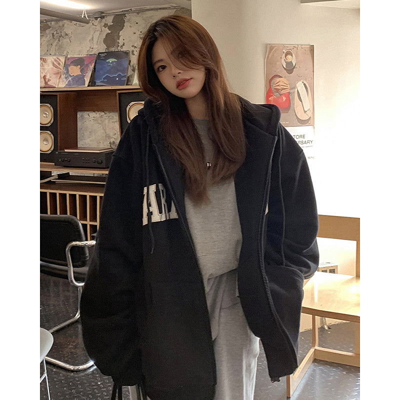 Plush Hooded Cardigan Sweater for Women