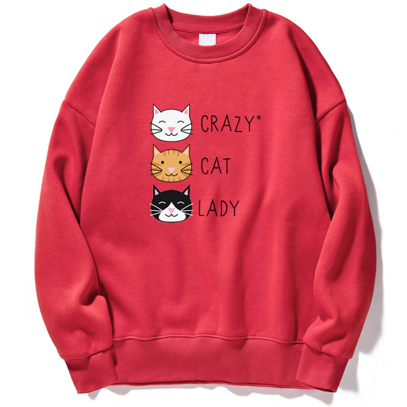 Funny Crazy Cat Print Casual Women's Sweatshirt