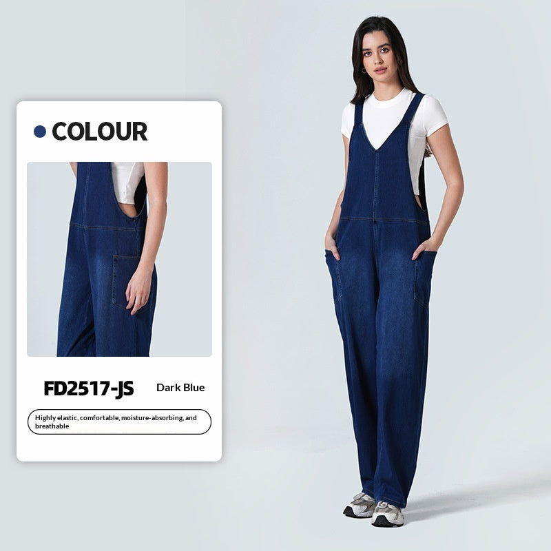 Women's Stretch Knitted Denim Jumpsuit