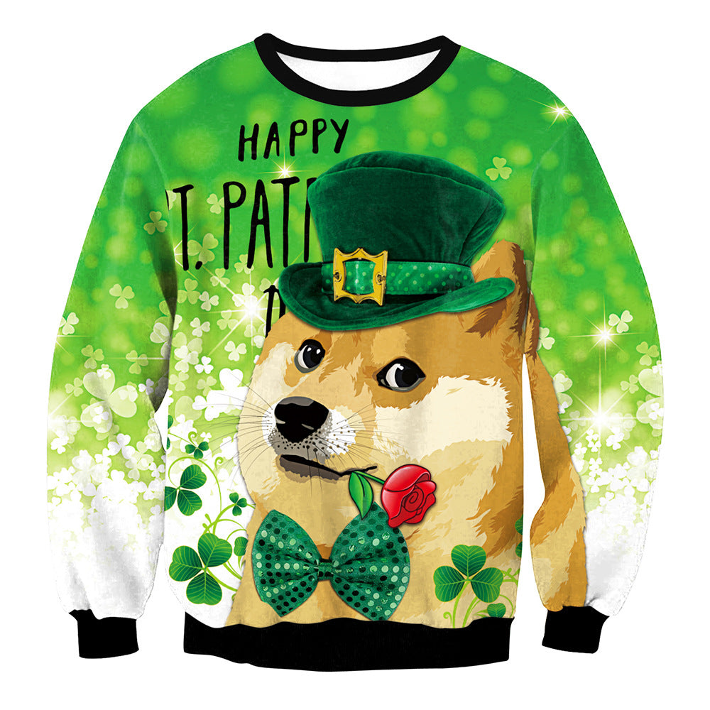 St. Patrick's Day 3D Print Long Sleeve Round Neck Sweater