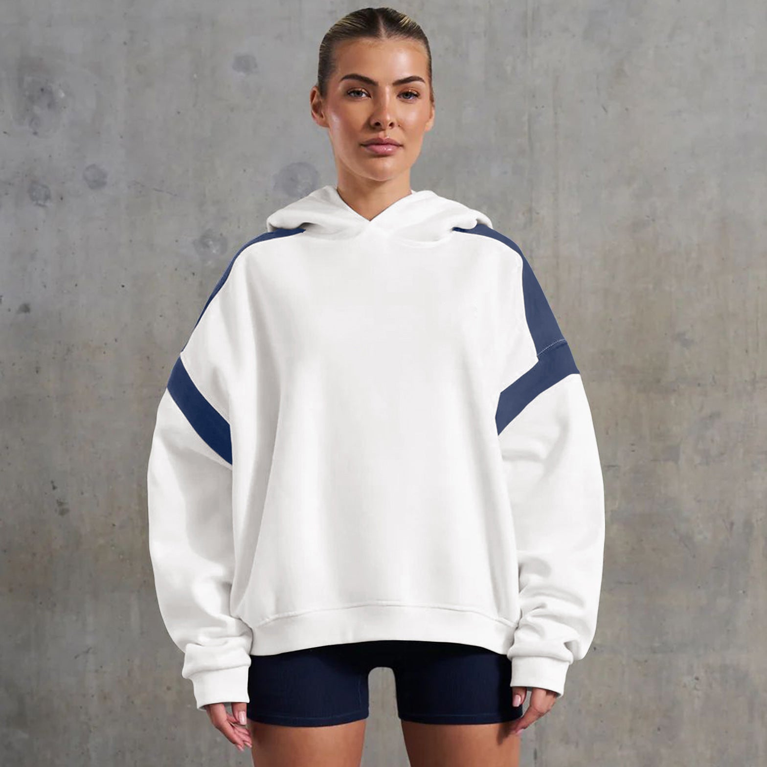 Colorblock Drop Shoulder Hooded Sweater