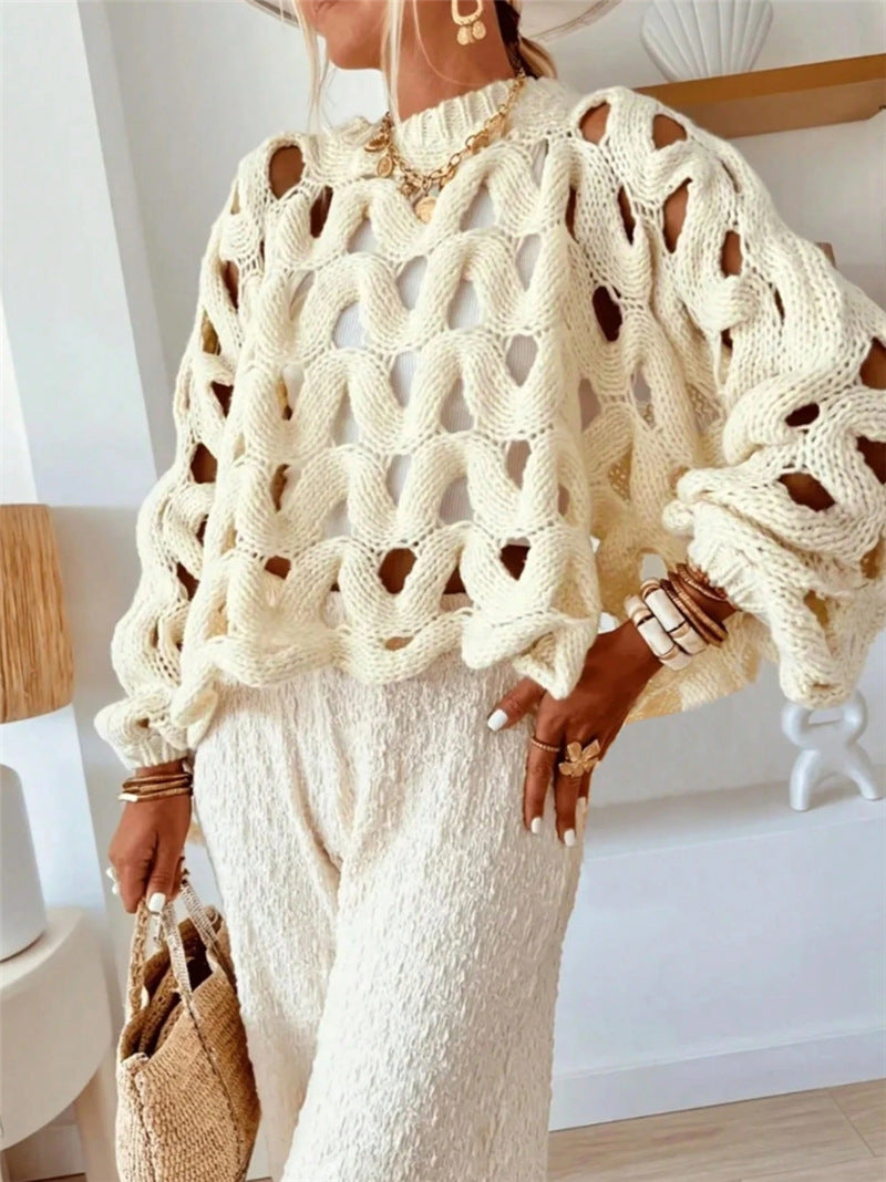 Women's Casual Leisure Vacation Beach Long Sleeve Sweater Pullover