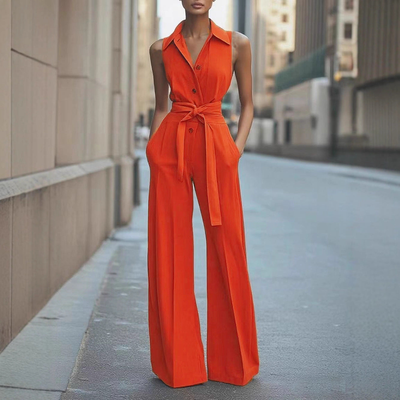 Chic Collared Wide-Leg Jumpsuit