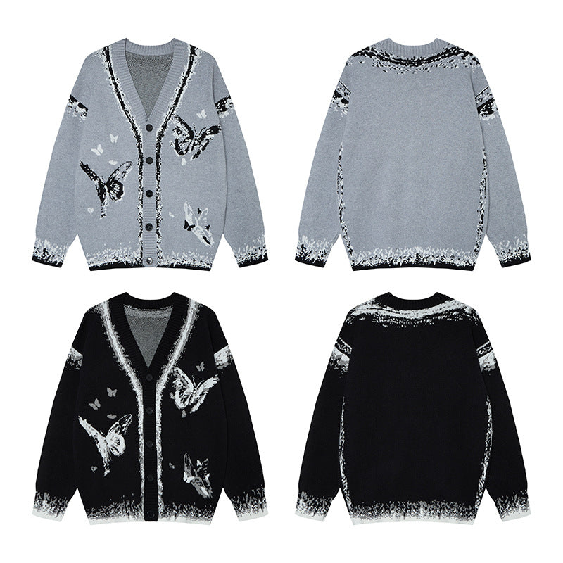 American Retro Niche High-street Button-up Cardigan Sweater for Women