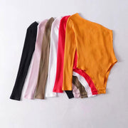 Women's Autumn Thread Elastic Diagonal Collar One-piece Bottoming Shirt