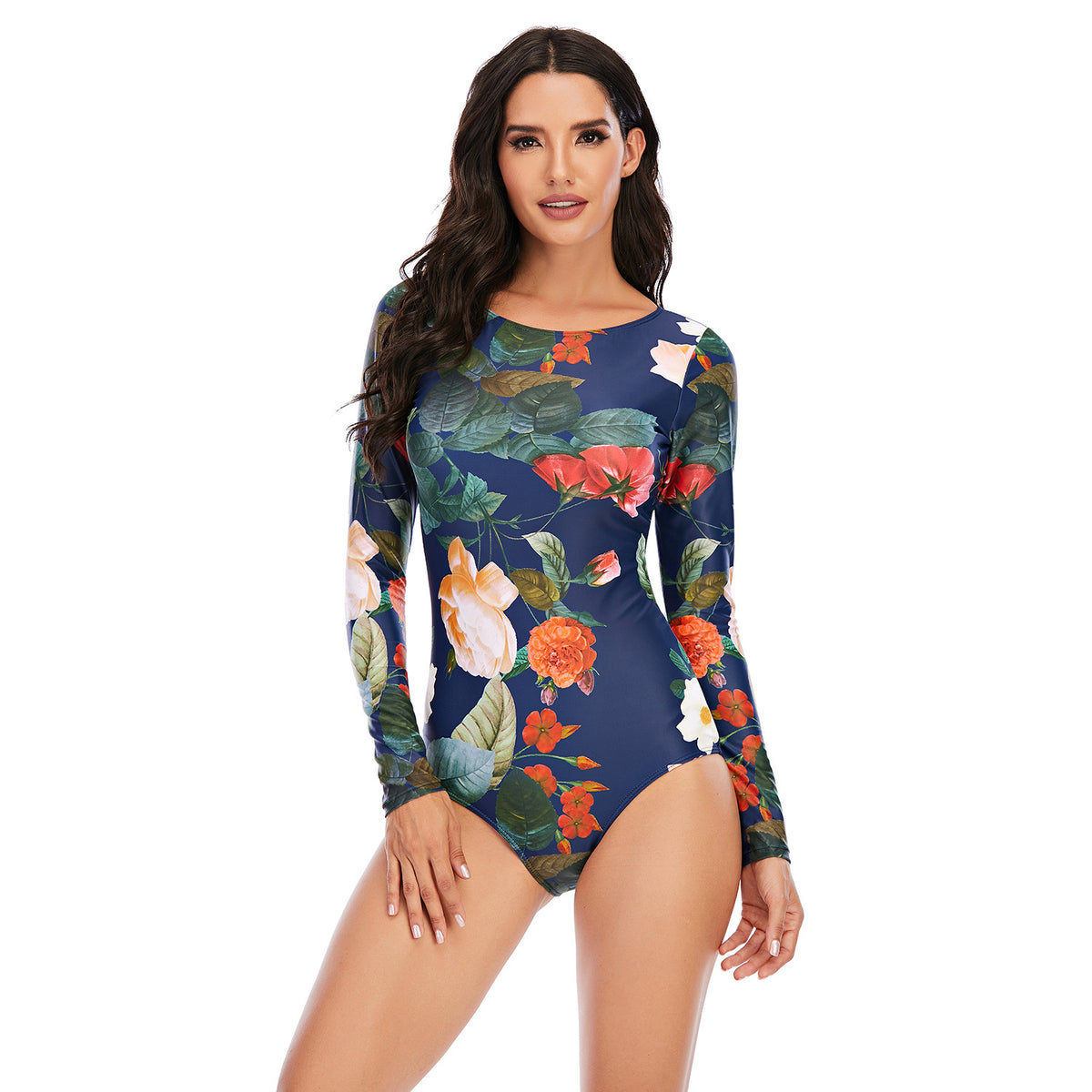 One-piece long-sleeved surfing suit sunscreen female swimsuit hot spring diving suit