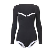 Long-Sleeve Waist-Cinching Bodycon Jumpsuit