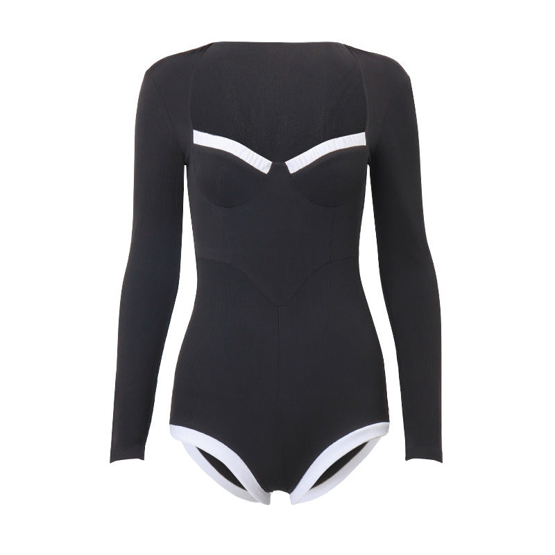Long-Sleeve Waist-Cinching Bodycon Jumpsuit