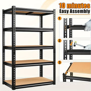 500/2000 Lb Heavy Duty Metal Garage Shelving Unit - Adjustable 3/5 Tier Utility Rack with Easy 10-Min Assembly, Black Storage Organizer for Garage, Basement, Kitchen (29.5"x15.7"x15.7", 60"x28"x12"...