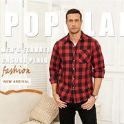 Men's Casual Plus-Size Long-Sleeve Plaid Shirt