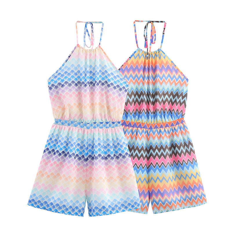 Summer Halter Backless High Waist Short Jumpsuit