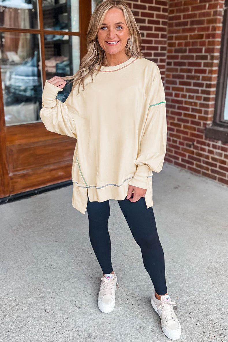 Chic Colorblock Casual Loose Pullover Sweatshirt
