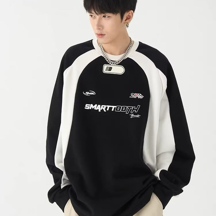 Retro American Letter Crew Neck Loose Sweater