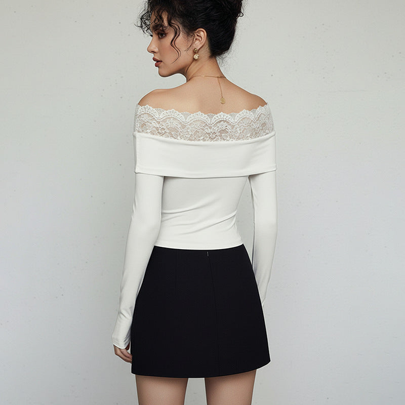 White Lace Off-Shoulder Bodycon Jumpsuit
