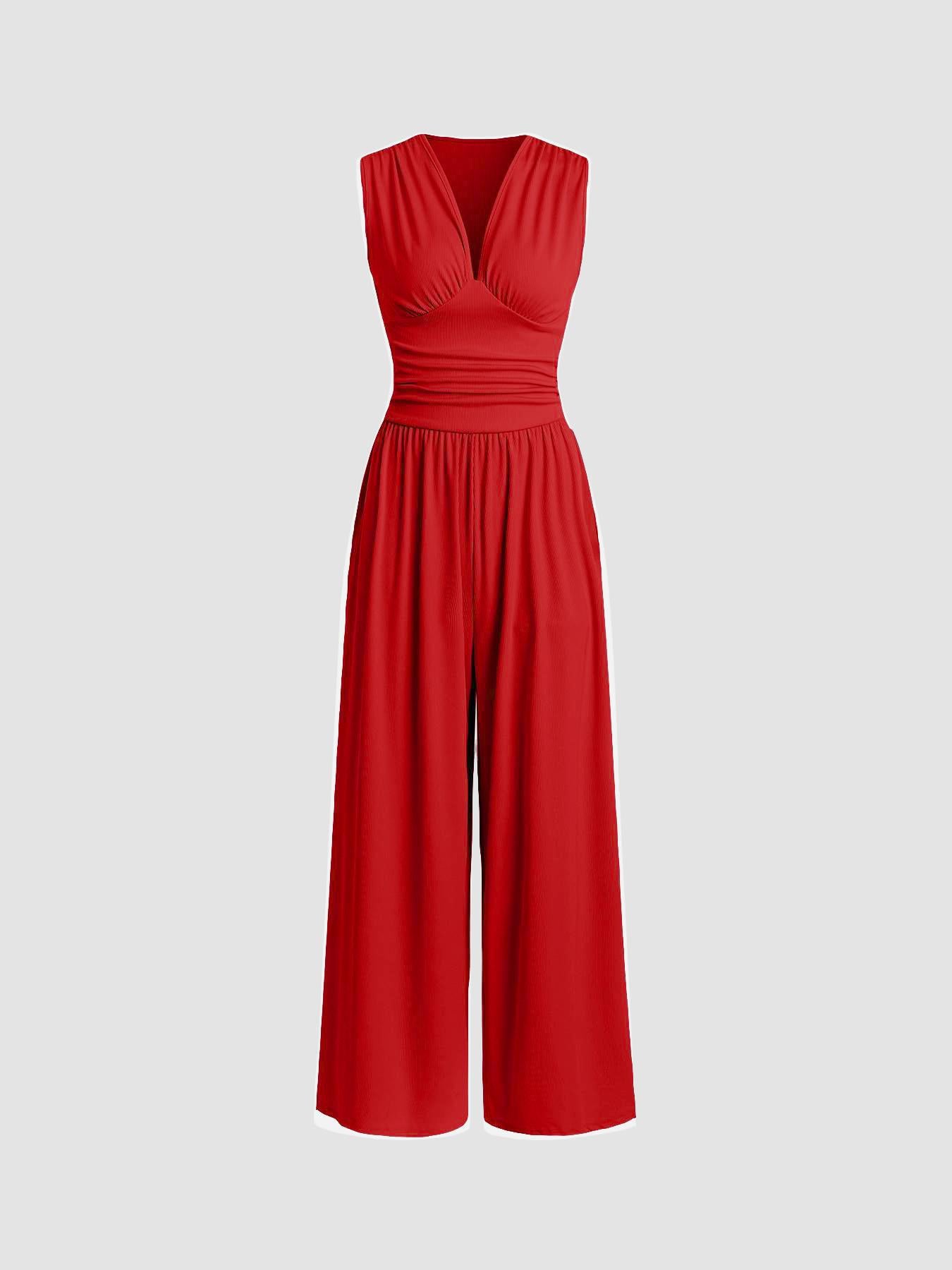 Women's Sleeveless Loose Wide-Leg Knitted Jumpsuit