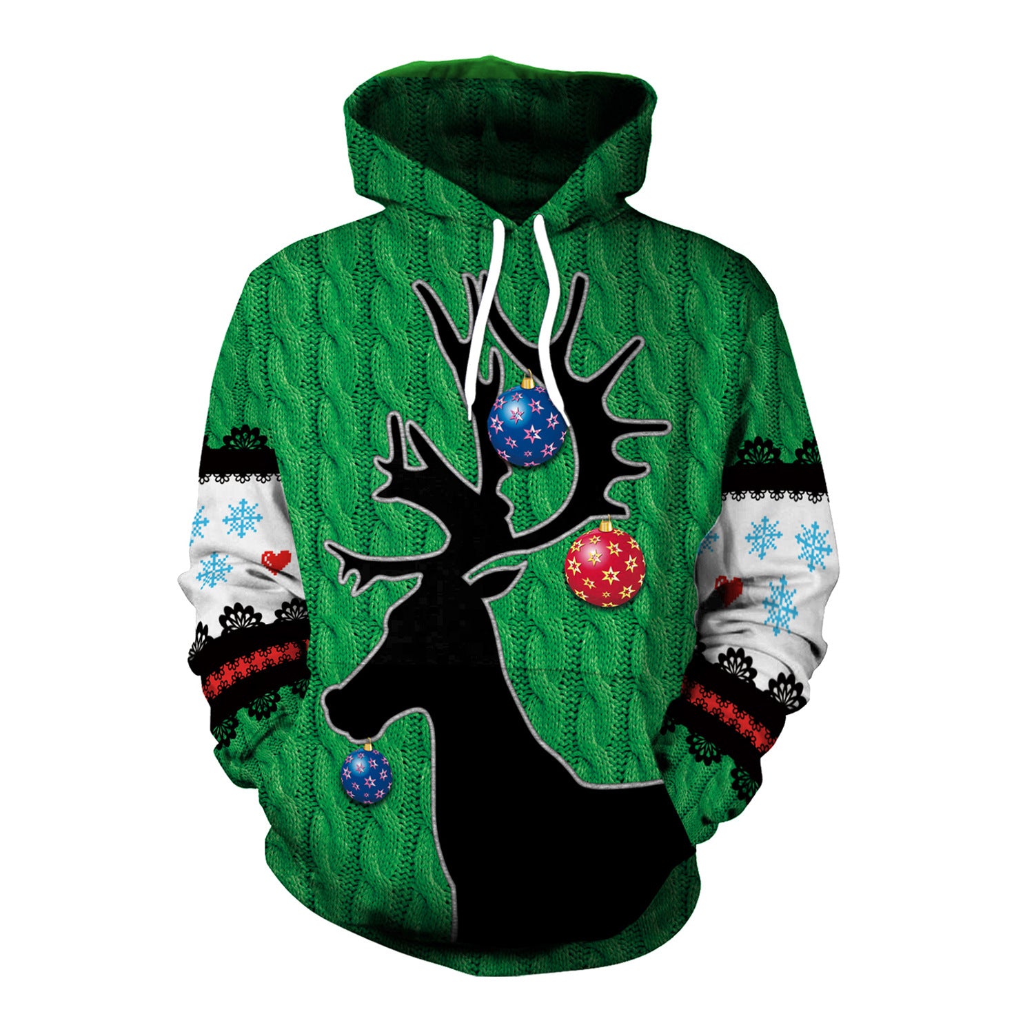 Women's Festive Christmas Hooded Digital Print Loose Sweatshirt