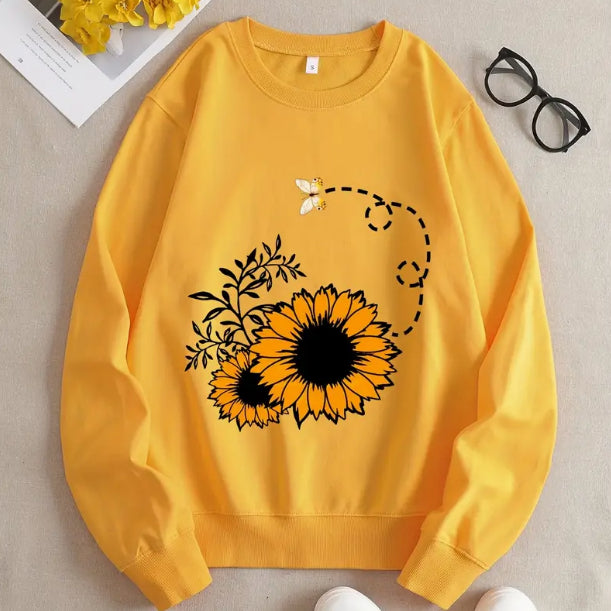 Cozy Letter Print Fleece Long Sleeve Casual Sweatshirt