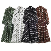 Fashionable Versatile and Chic Casual Polka Dot Long Dress