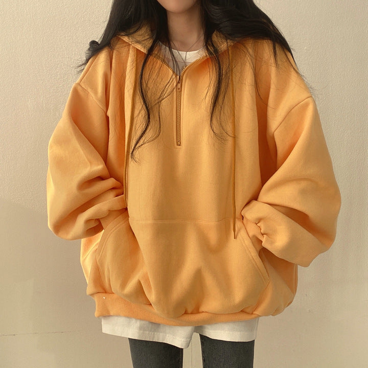 Women's Fleece-Lined Zip Hoodie Pullover Sweater