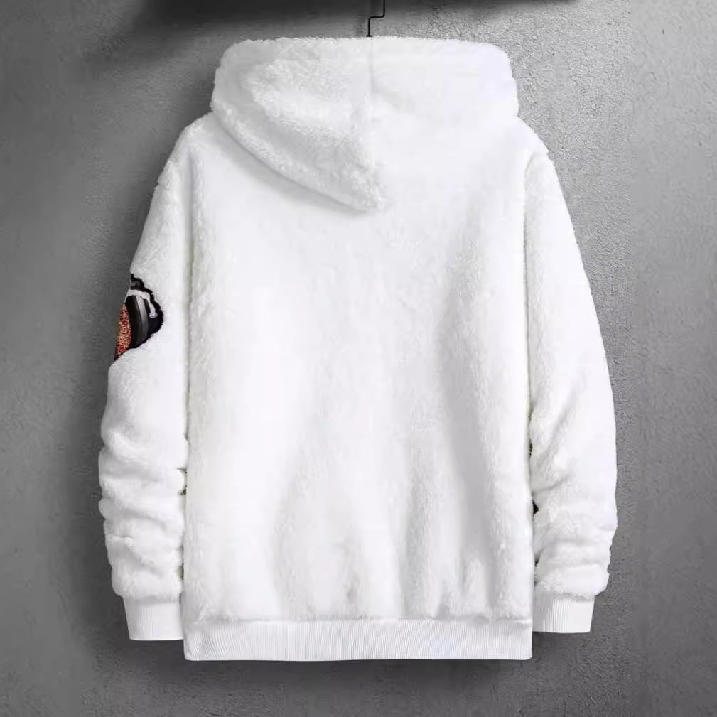 Cute Bear Embroidered Fluffy Fall & Winter Hoodie