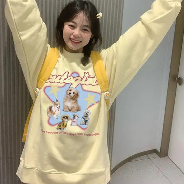 Vintage Retro Crew Neck Loose Cotton Sweater