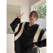 Korean Style Contrast Stitching Oversized Women's Sweater