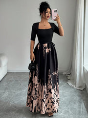 Elegant A-line Dress with a Floral Print