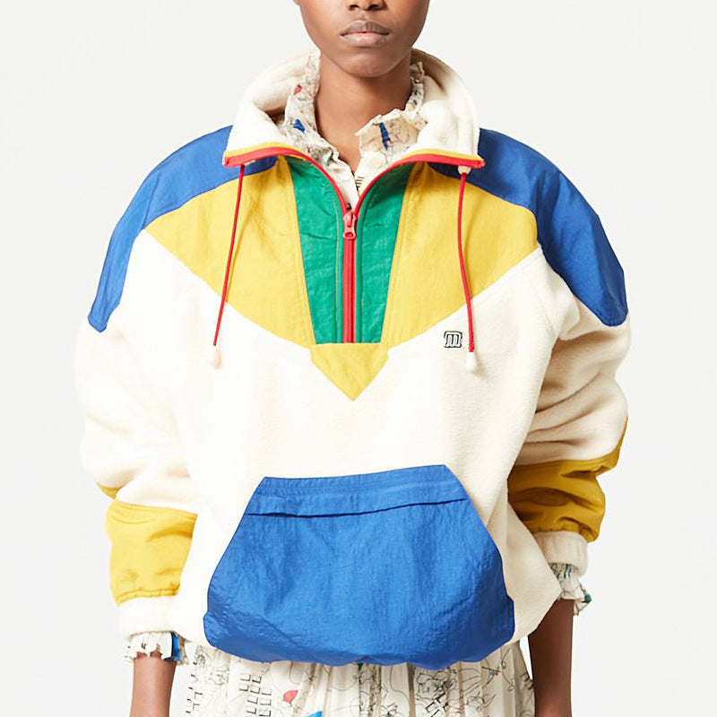 Cozy Colorblock Polar Fleece Zip Sweatshirt