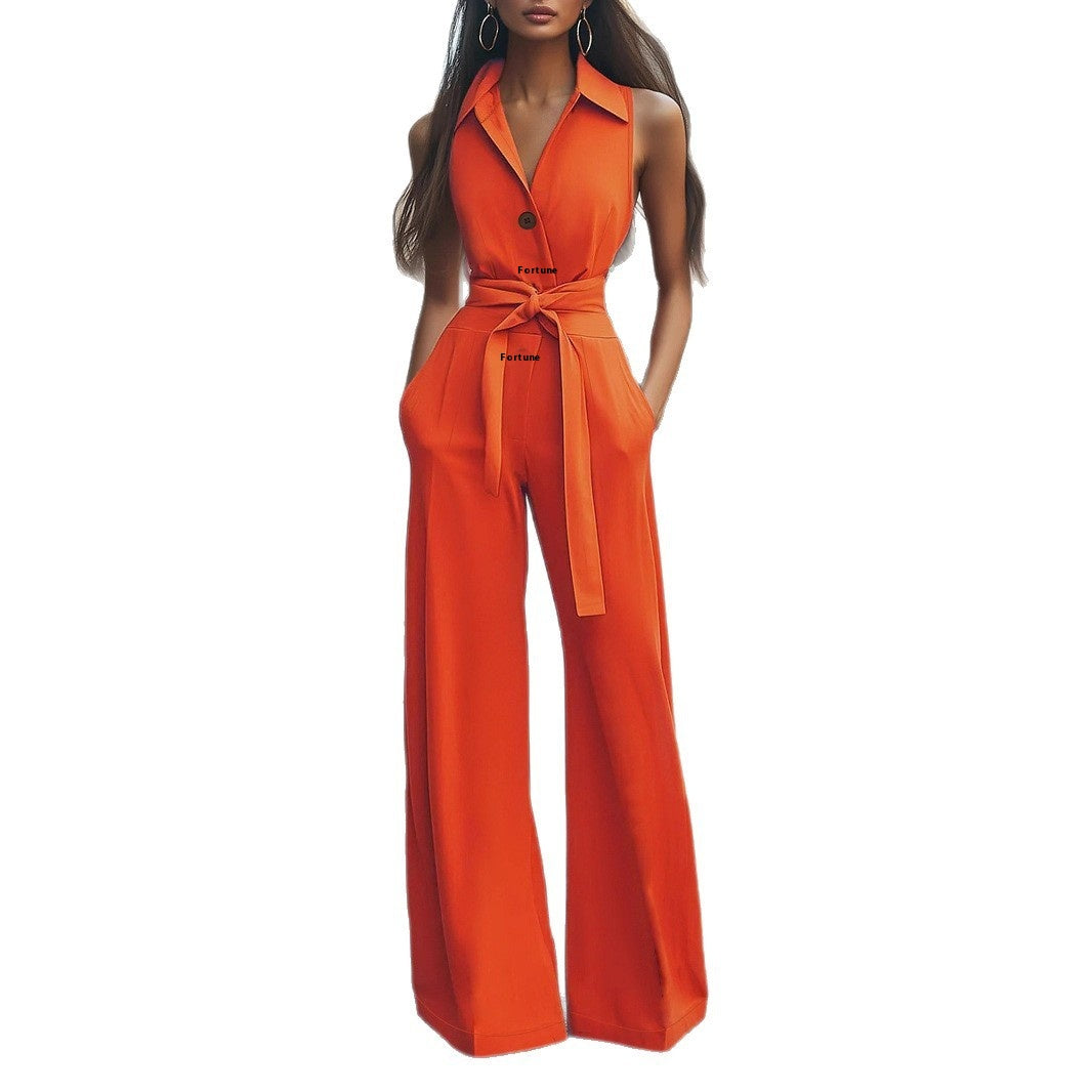 Women's Elegant Solid Color Wide Leg Jumpsuit