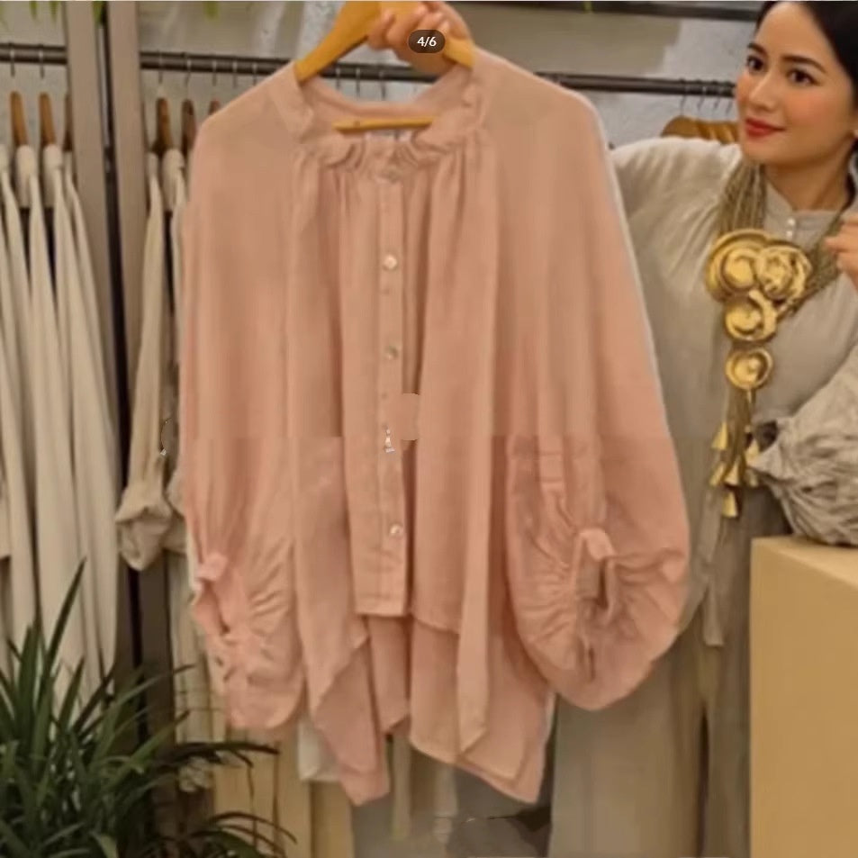 Women's Casual Loose Cotton-Linen Long-Sleeve Shirt